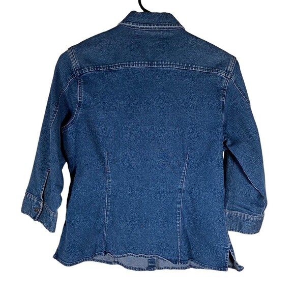 Eddie Bauer Women’s Denim Jean Shirt Jacket Size Small Button Up Shacket Outdoor - Picture 2 of 8